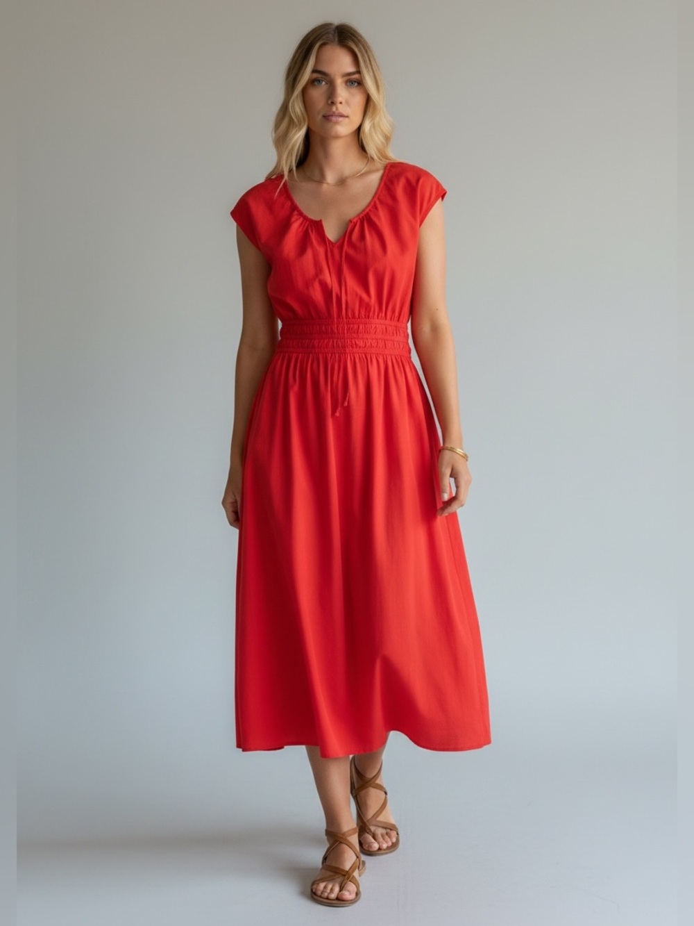 Faherty Coastal Poplin Elia Smocked Waist 100% Organic Cotton